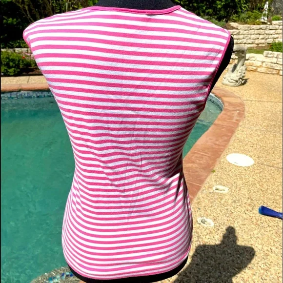 Pink & white, striped, Tank Top, size S - Picture 2 of 2